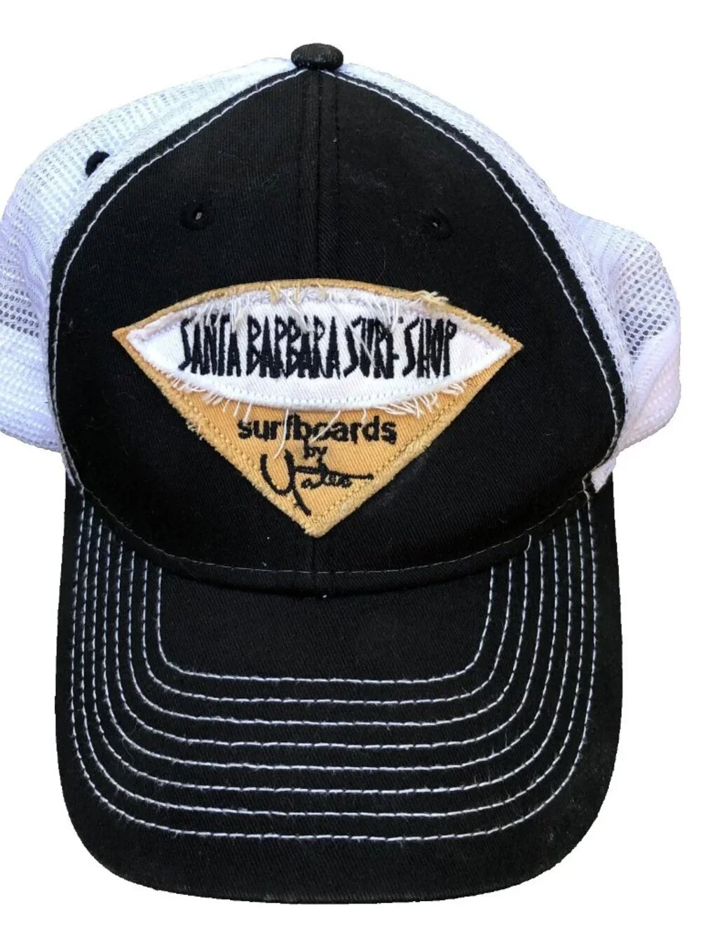 Vintage OURAY Santa Barbar Surf Shop Trucker Hat Men's Black Adjustable Cap